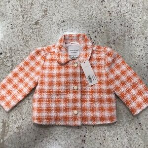 NWT JANIE AND JACK GIRLS ORANGE TWEED JACKET